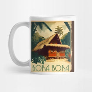 Bora Bora Hut Vintage Travel Art Poster Mug